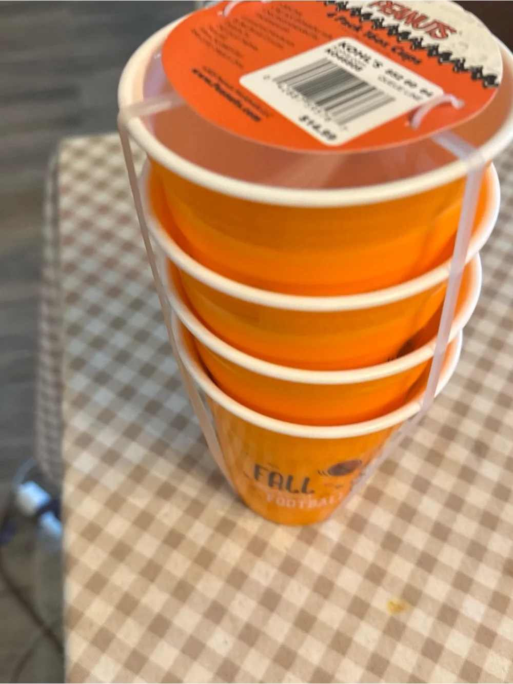 Orange Seasonal Plastic Cups - Fall Football Design (Set)